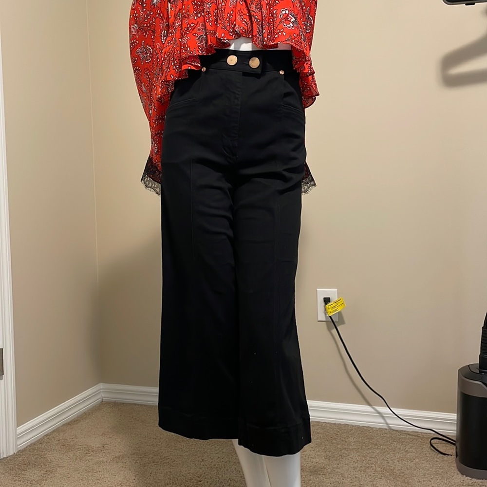 Alice McCall High Waist Flat Front Stretch Denim Wide Ankle Length Jeans 6 NWOT
